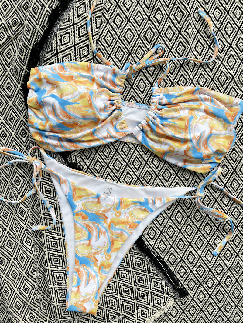 Hollow Printed Women Bikini