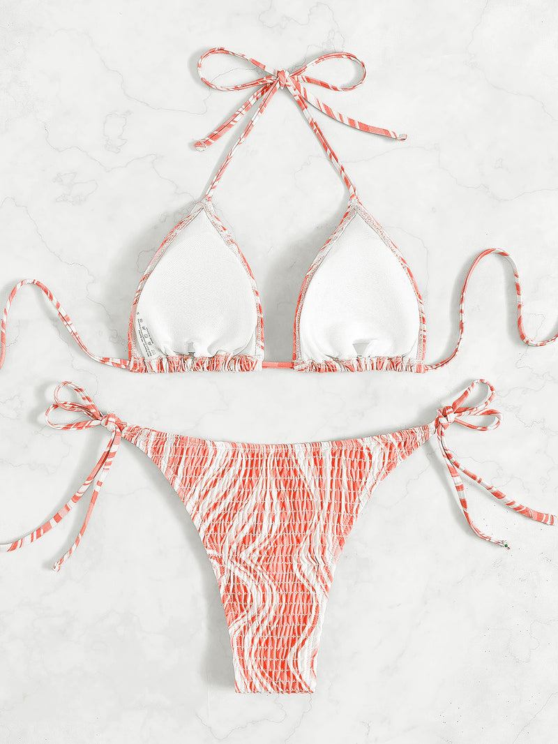 Printed Triangle Push Up Bikini