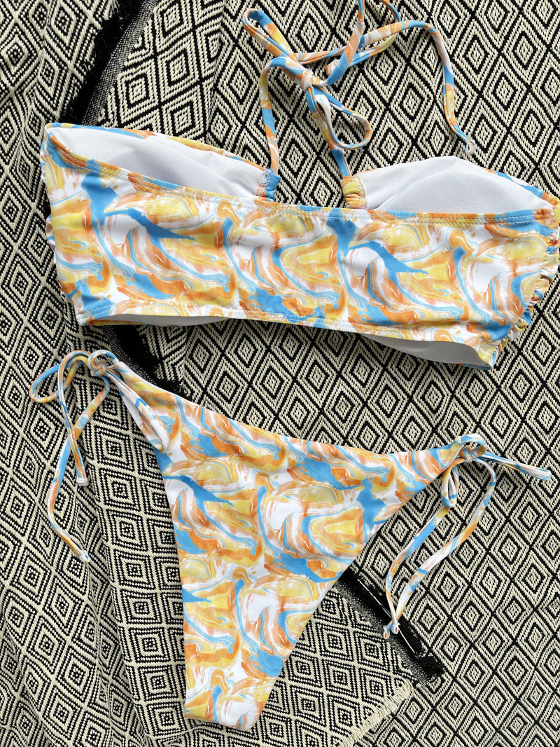 Hollow Printed Women Bikini