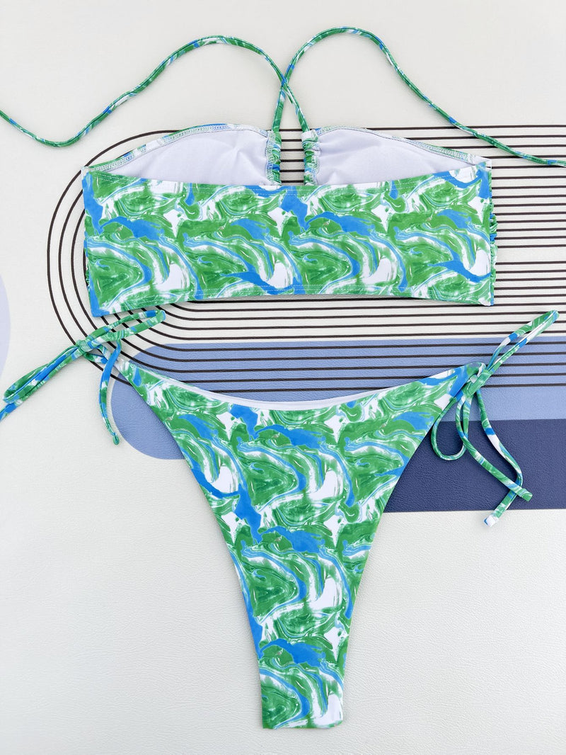 Hollow Printed Women Bikini