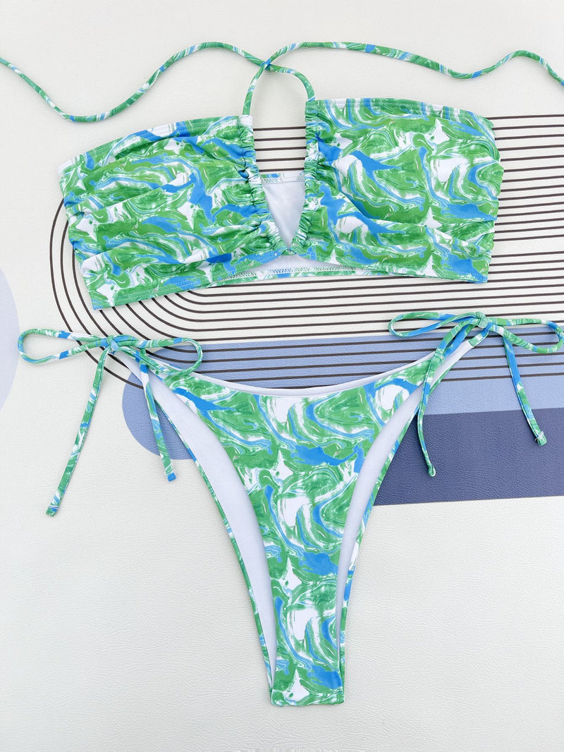 Hollow Printed Women Bikini