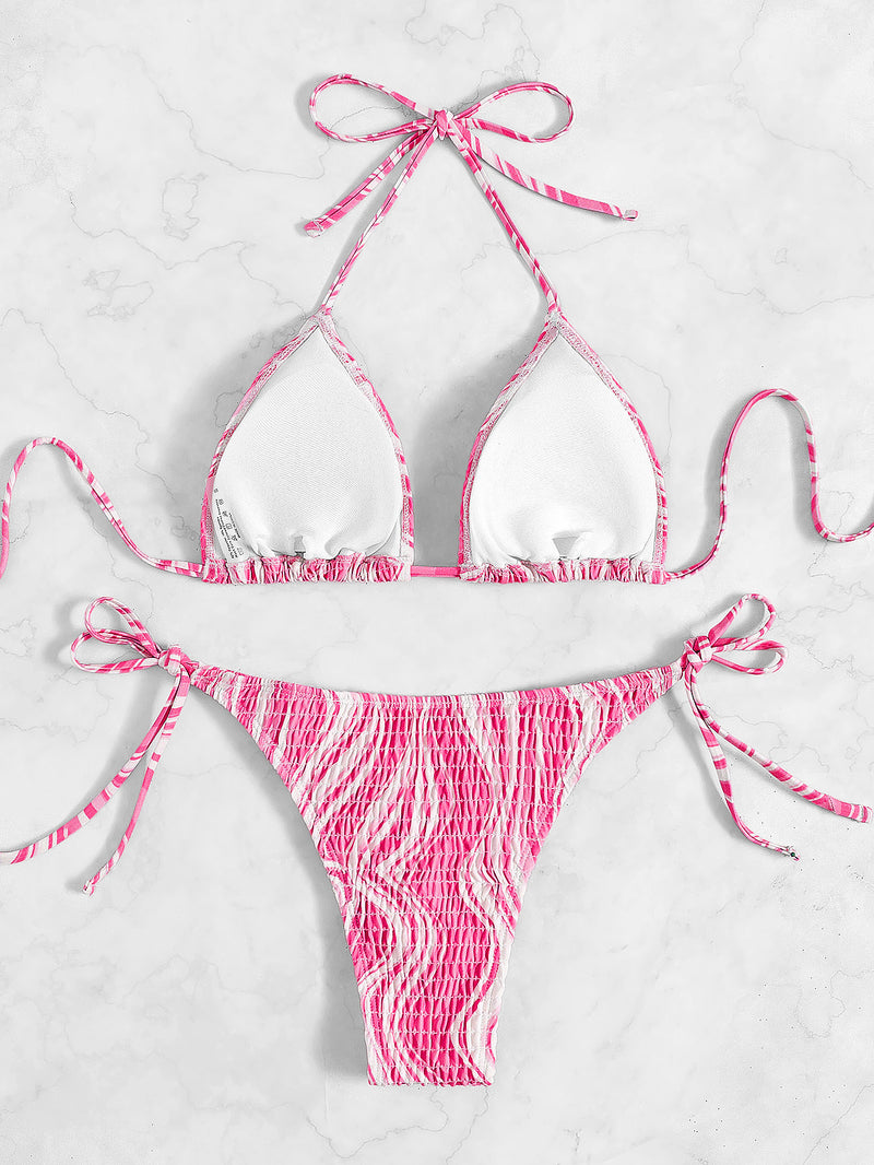 Printed Triangle Push Up Bikini