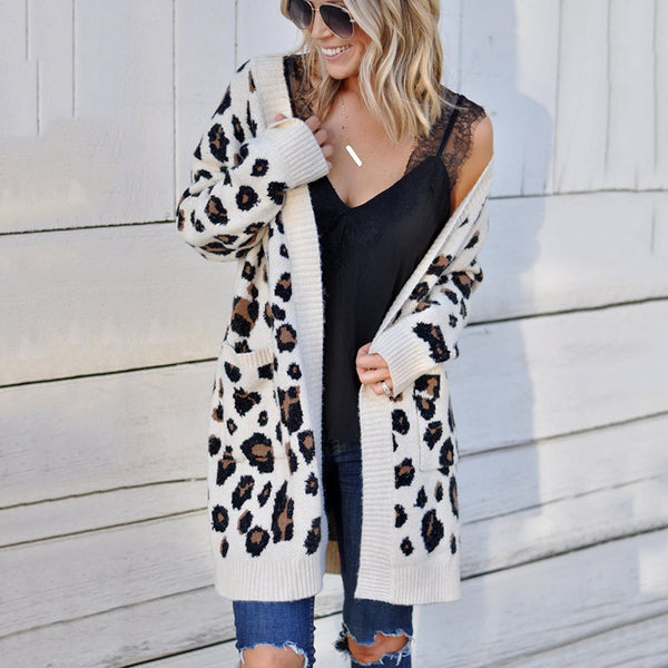 Printed Leopard Loose Caridgan Coat