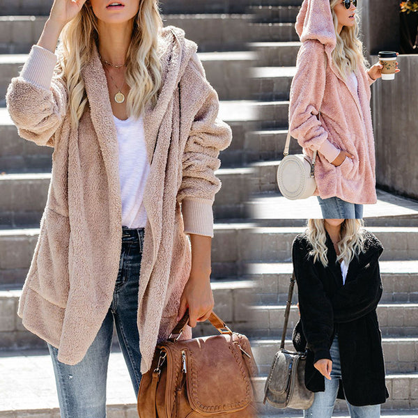 Long Sleeve Faxu Fur Coat Jacket