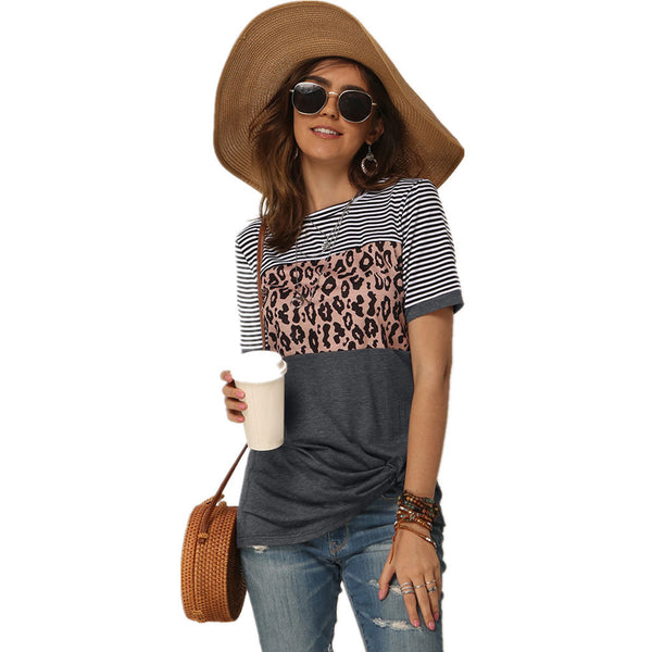 Striped Leopard Short Sleeve Tshirt