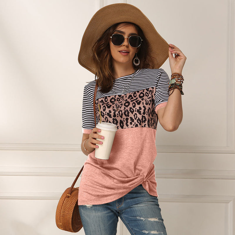 Striped Leopard Short Sleeve Tshirt