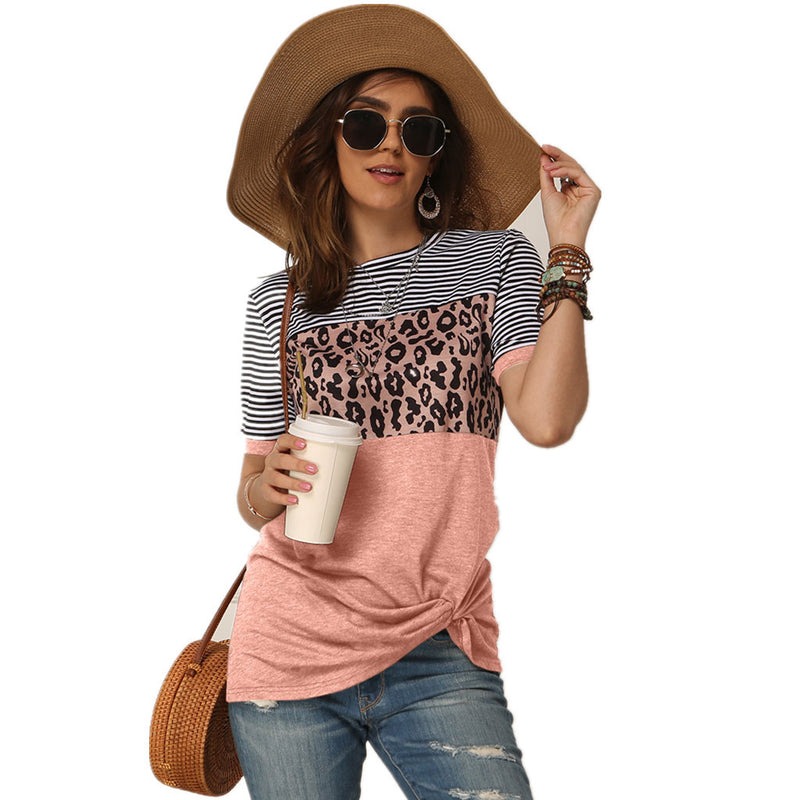 Striped Leopard Short Sleeve Tshirt