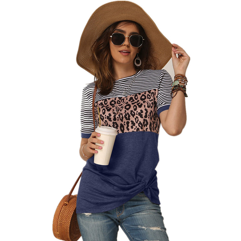 Striped Leopard Short Sleeve Tshirt