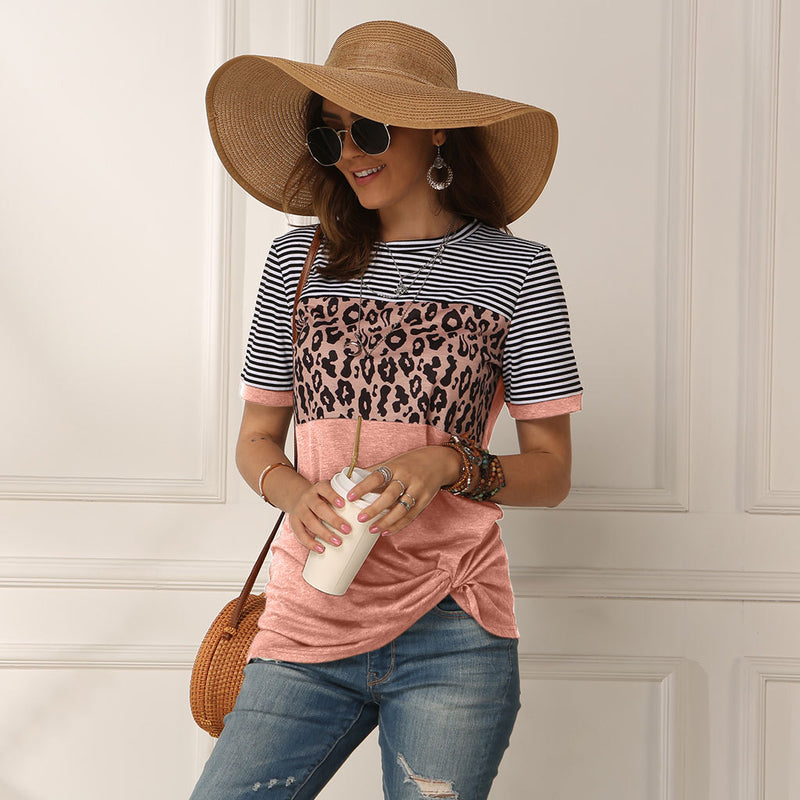 Striped Leopard Short Sleeve Tshirt
