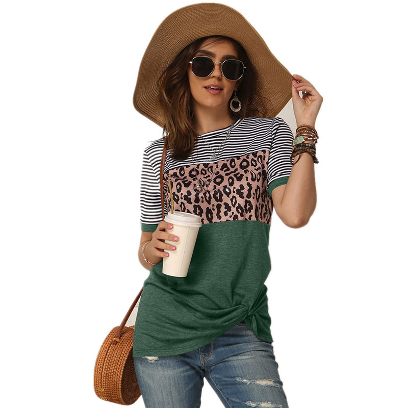 Striped Leopard Short Sleeve Tshirt