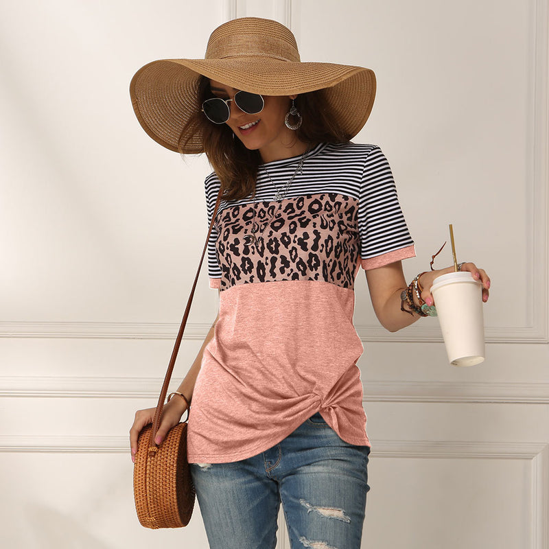 Striped Leopard Short Sleeve Tshirt