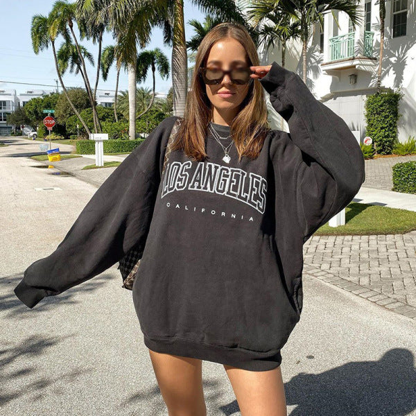 Letter Printed Loose Sweatshirts Tops