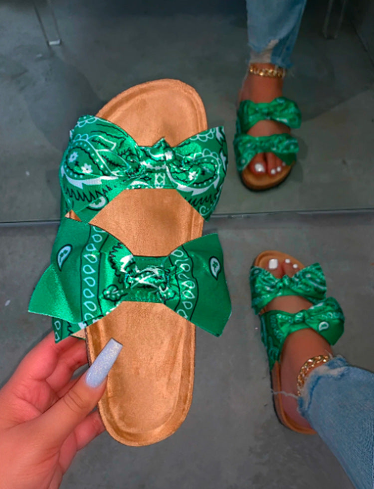 Bowknot Flat Rhinestone Women Sandals
