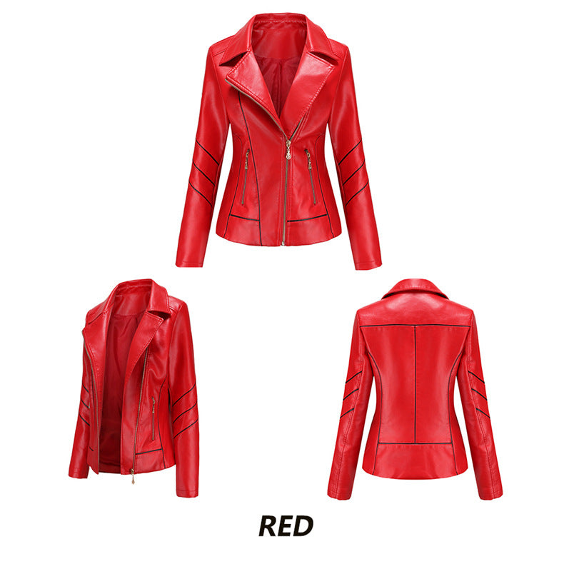 Faux PU Leather Jackets Coat Women Outerwear