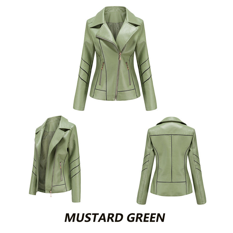 Faux PU Leather Jackets Coat Women Outerwear