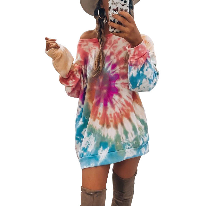 Autumn Winter Tie-dye Printed Long Sweatshirts