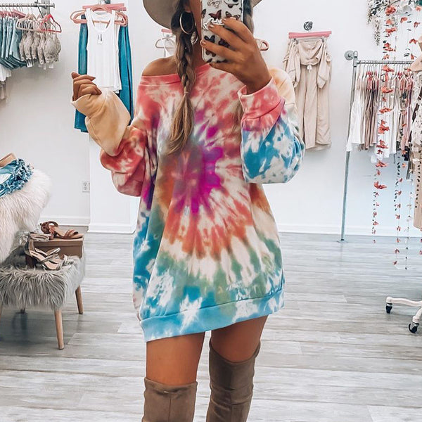 Autumn Winter Tie-dye Printed Long Sweatshirts