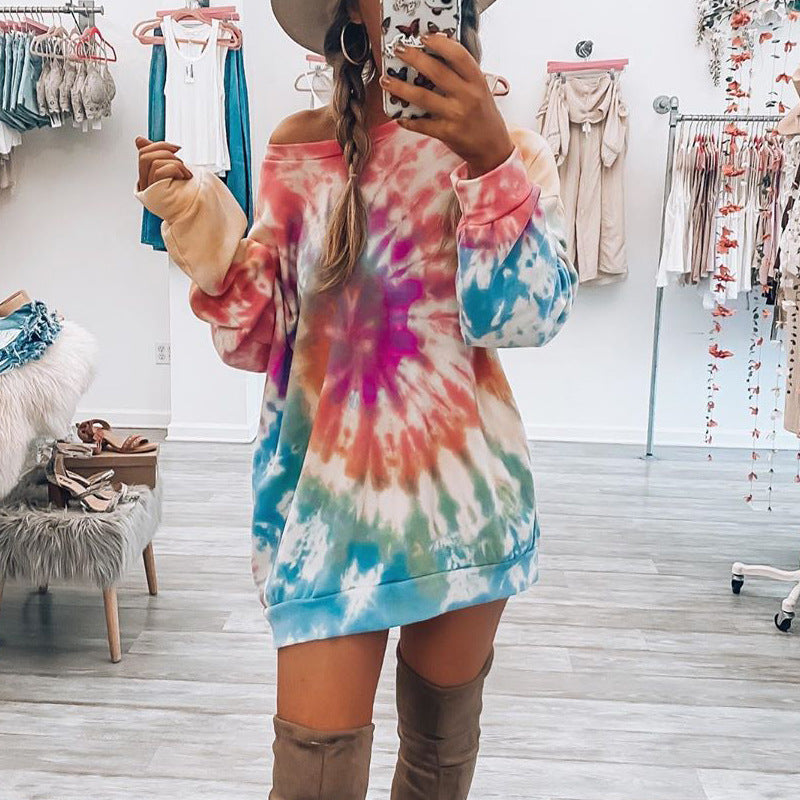 Autumn Winter Tie-dye Printed Long Sweatshirts