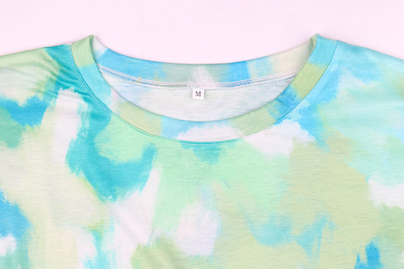 Women Set Tie Dye Long Sleeve Top Shirt O Neck And Pants Tracksuit Two Piece Set