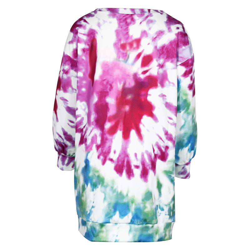 Autumn Winter Tie-dye Printed Long Sweatshirts