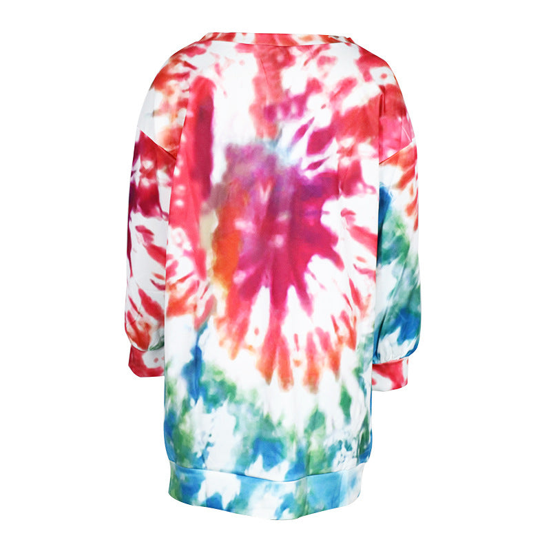 Autumn Winter Tie-dye Printed Long Sweatshirts