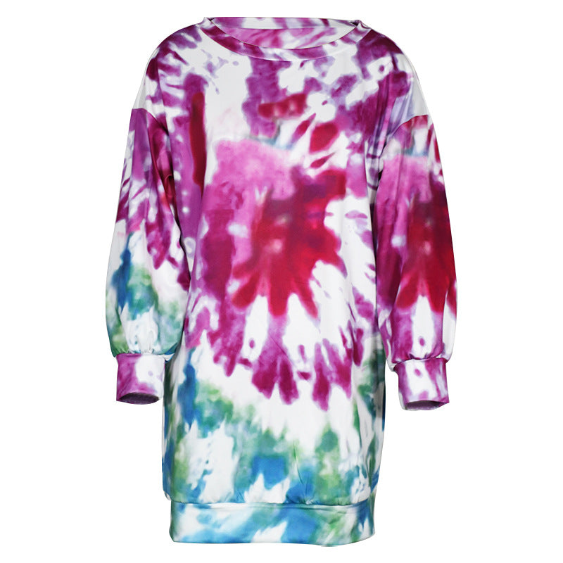 Autumn Winter Tie-dye Printed Long Sweatshirts