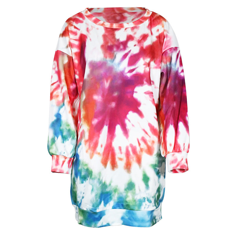 Autumn Winter Tie-dye Printed Long Sweatshirts