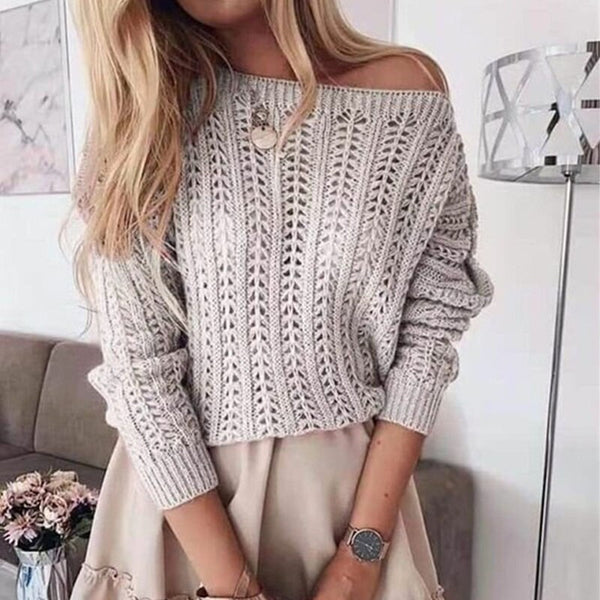 Casual Long Sleeve Hollow Out Loose Sweater