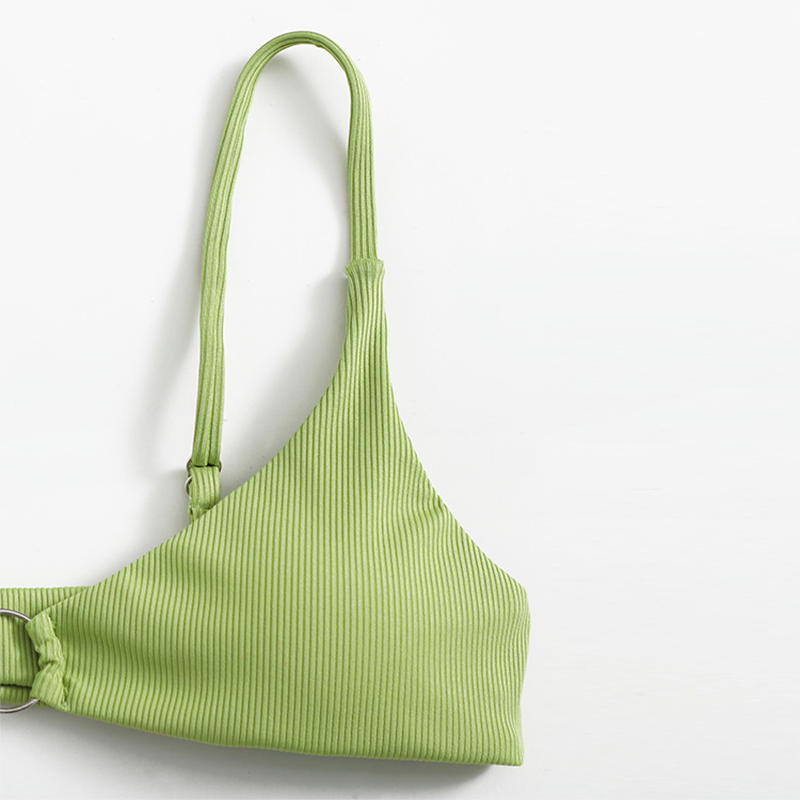 Women Swimsuit Sollid Color Pit Cloth Ring Design Sexy Bikini