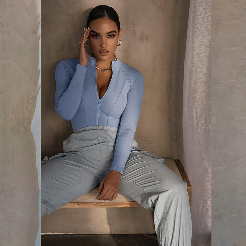 Women Bodysuit Long Sleeve Regular Zipper Jumpsuit Women Fashion Streetwear Outfits Overalls