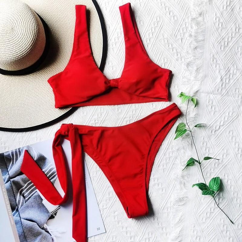Women Push Up Knotted Bandage Bikini Swimwear