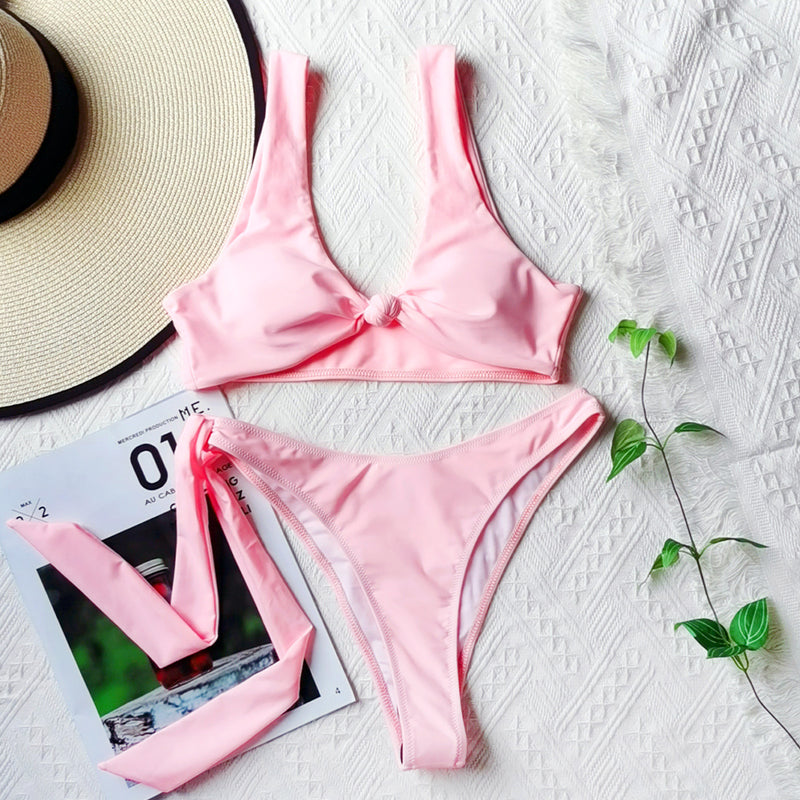 Women Push Up Knotted Bandage Bikini Swimwear
