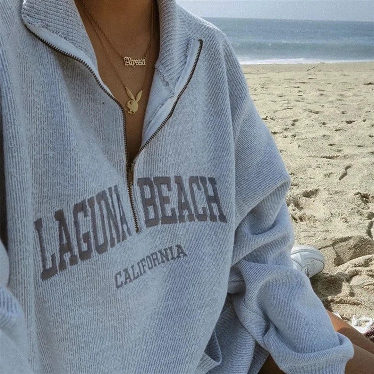 Letter Printed Hoodies Zipper Sweatshirts