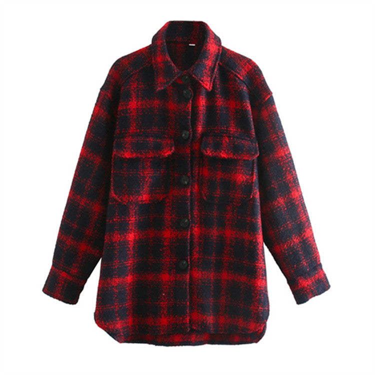 Long Tweed Oversize Coat With Pockets
