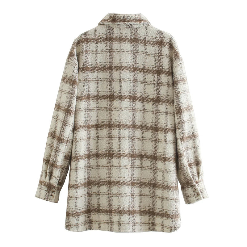 Long Tweed Oversize Coat With Pockets