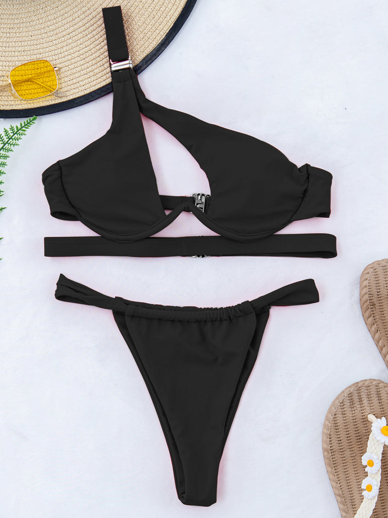 One-shoulder Hollow Out Women Sexy Bikini Swimsuit