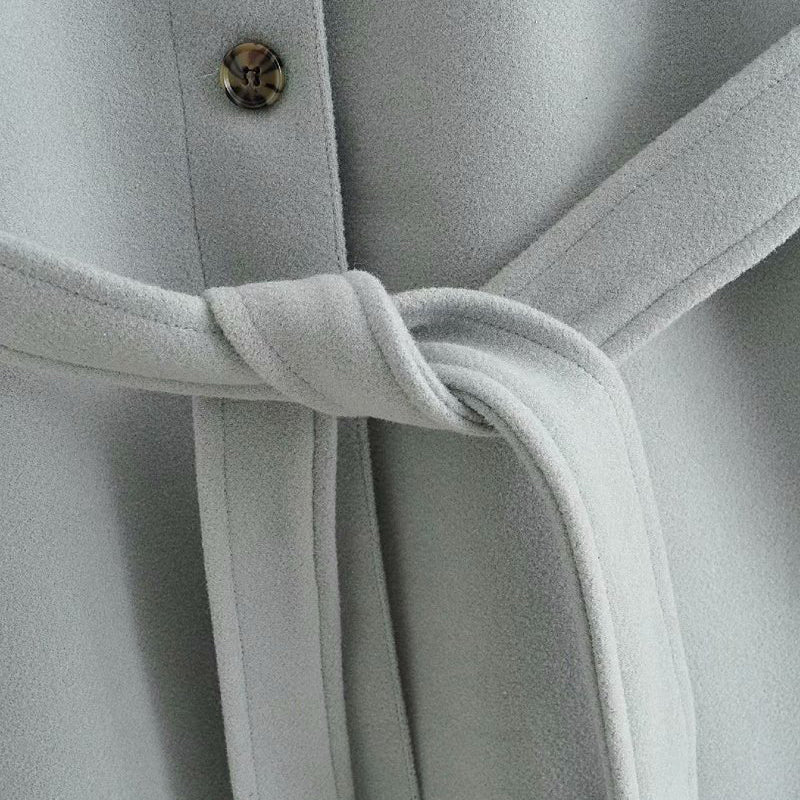 Single-breasted Shirt Jacket Coat with Sashes