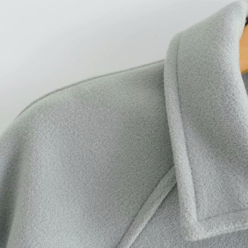 Single-breasted Shirt Jacket Coat with Sashes