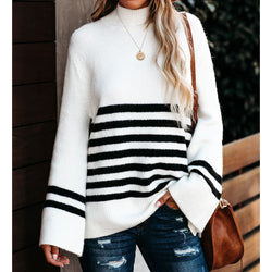 Patchwork Striped Loose Pullover Sweater