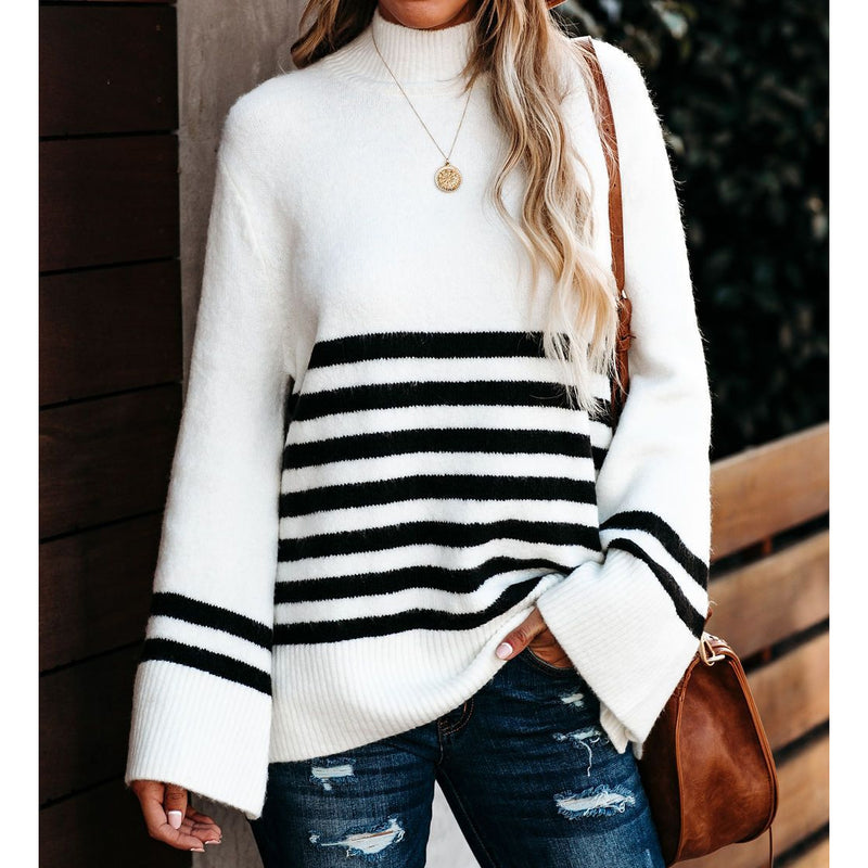 Patchwork Striped Loose Pullover Sweater