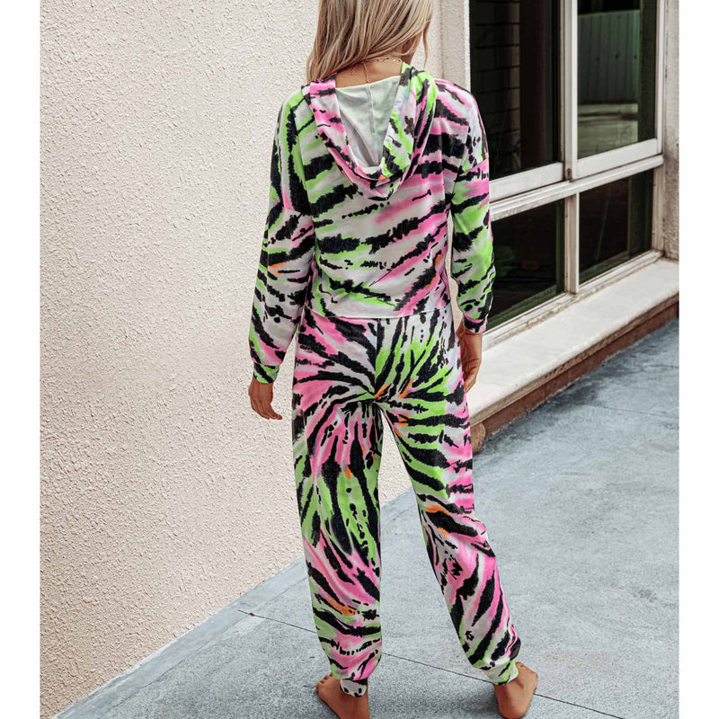 Women Set Tie Dye Long Sleeve Top Shirt O Neck And Pants Tracksuit Two Piece Set