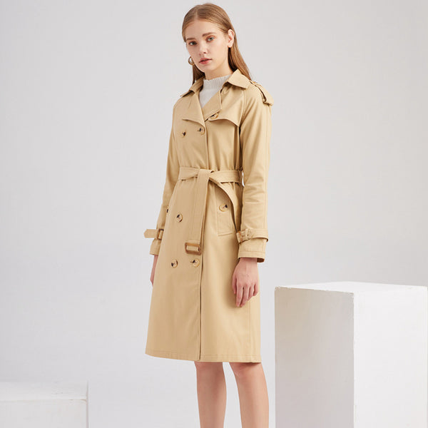 Women's Trench Coat Autumn Windbreaker Coat Female Mid-long Double Breasted