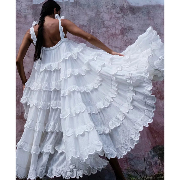Women Ruffle Summer Beach Swing Dress