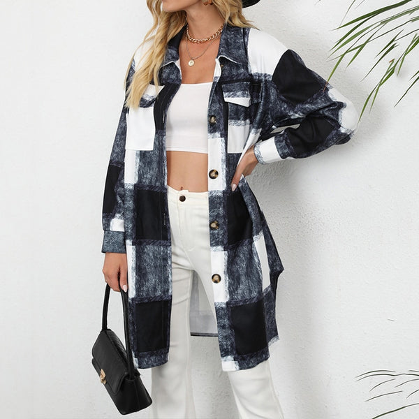 Elegant Women's Long Shirts Jackets Coats