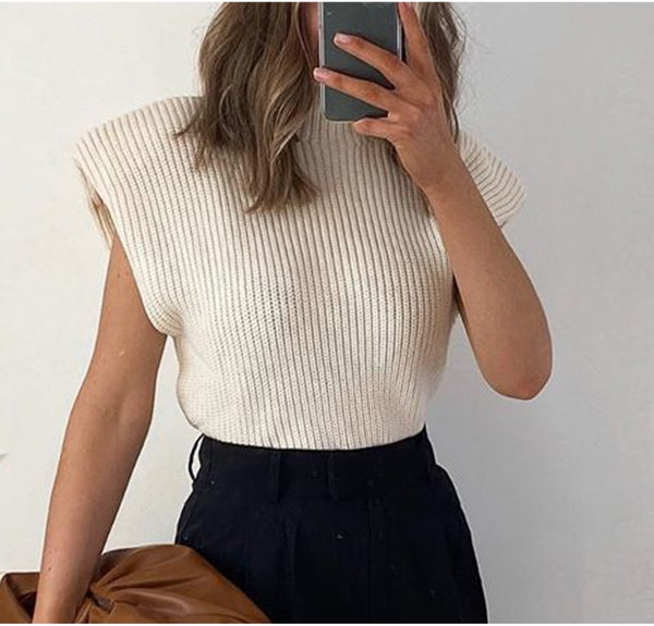 Padded Knit Vest Women Fashion Sweater