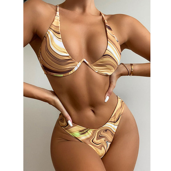 Push Up Sexy Irregular Print Swimsuit
