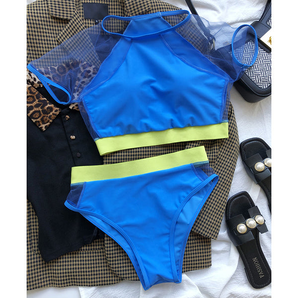 High Waist Bikinis Sexy Swimsuits Patchwork Swimwear