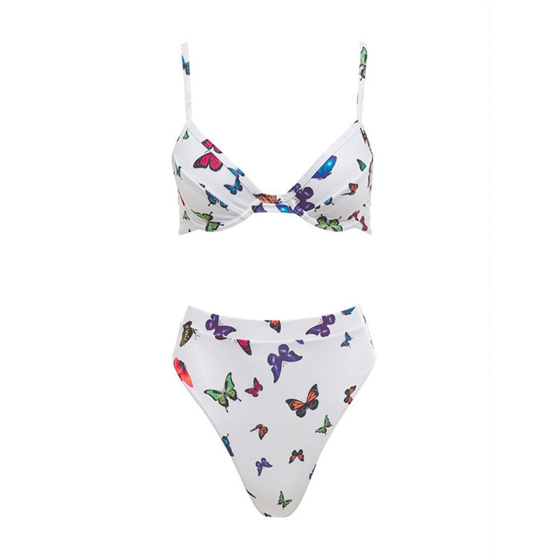 High Waist Bikini Butterfly Print Swimwear Women 2021 Sexy Swimsuit Female Push Up Bikini Set Bather Bathing Suit Beachwear Swim