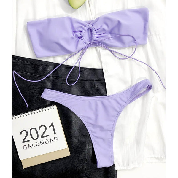 Bandeau Bikini Purple Swimsuit
