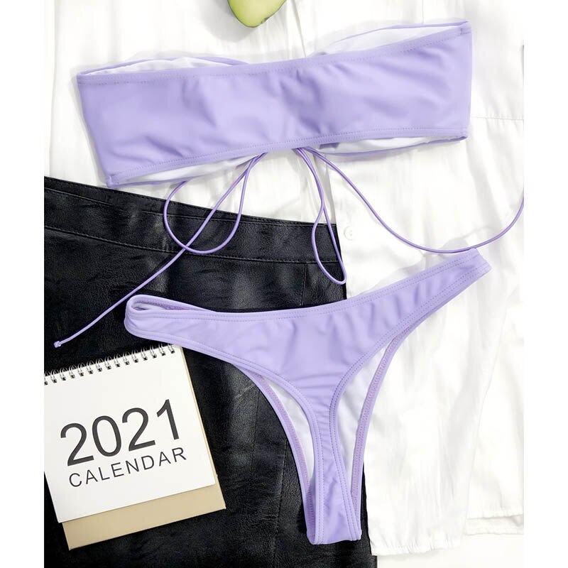 Bandeau Bikini Purple Swimsuit